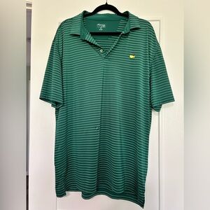 PGA Master Green Striped Polo Shirt